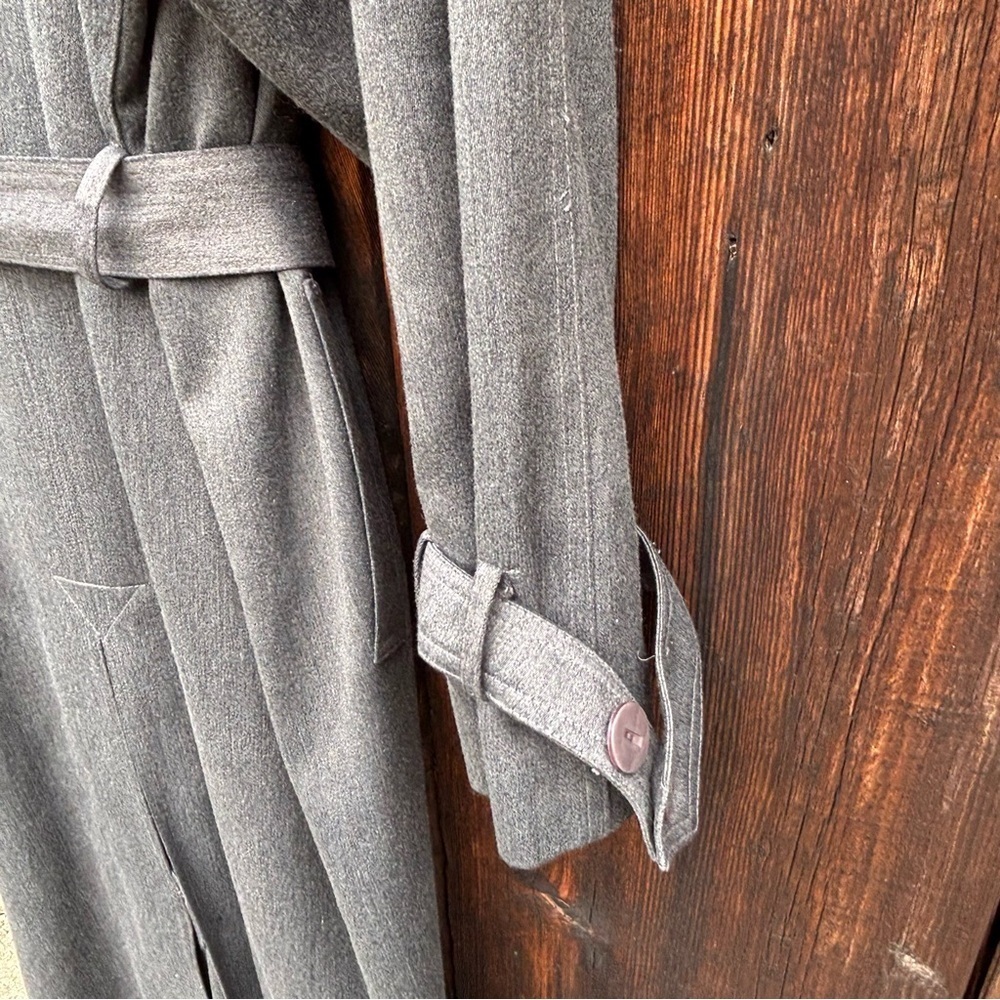 Michelle Stuart Gray Trench Coat and Belt with Zip-in Lining Size 14 - Picture 3 of 13